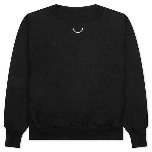 Mock Neck Smile Sweatshirt Black