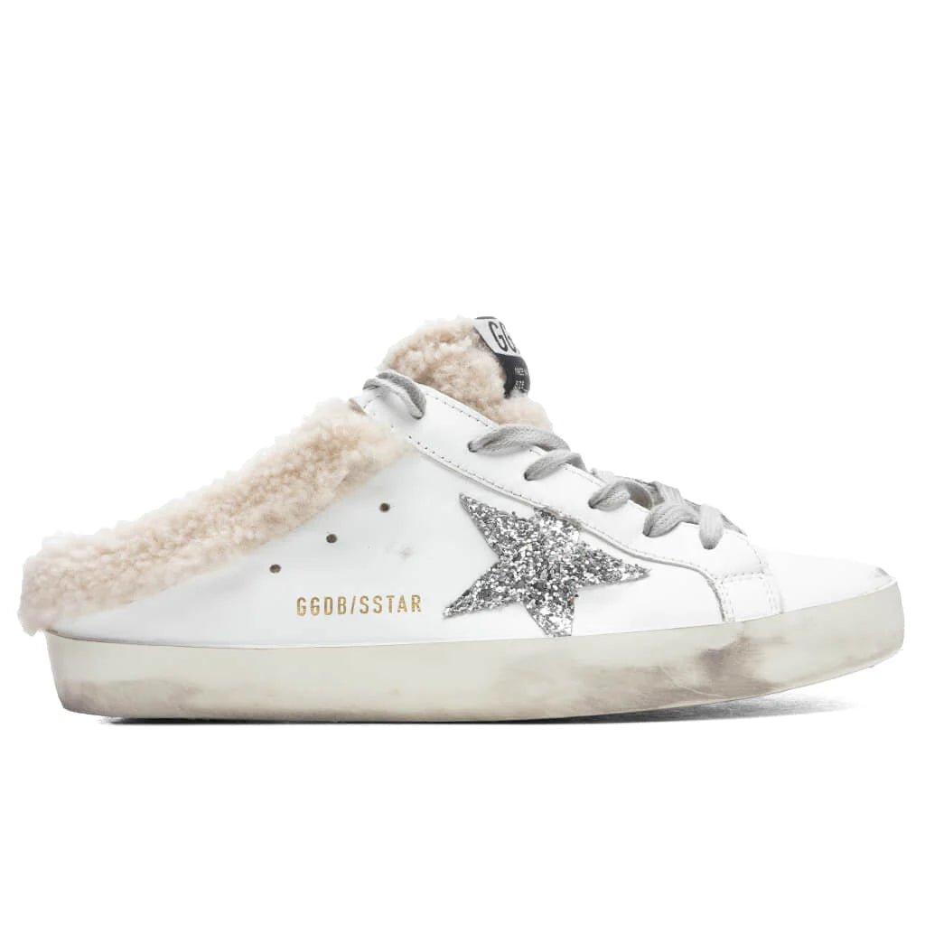 Womens Super Star Sabot White Silver Beige