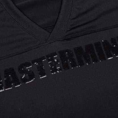 Football V Neck Jersey T Shirt Black