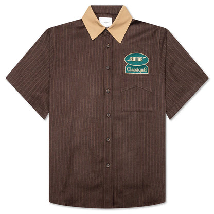 Twill Stripe Mechanic Shirt Brown Tan