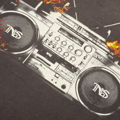 Saint M6 x Nas Radio Tape On Fire S S Tee Black