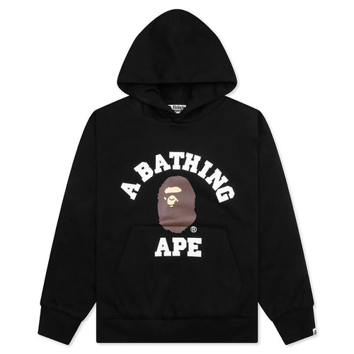 College Puffy Relaxed Fit Pullover Hoodie Black