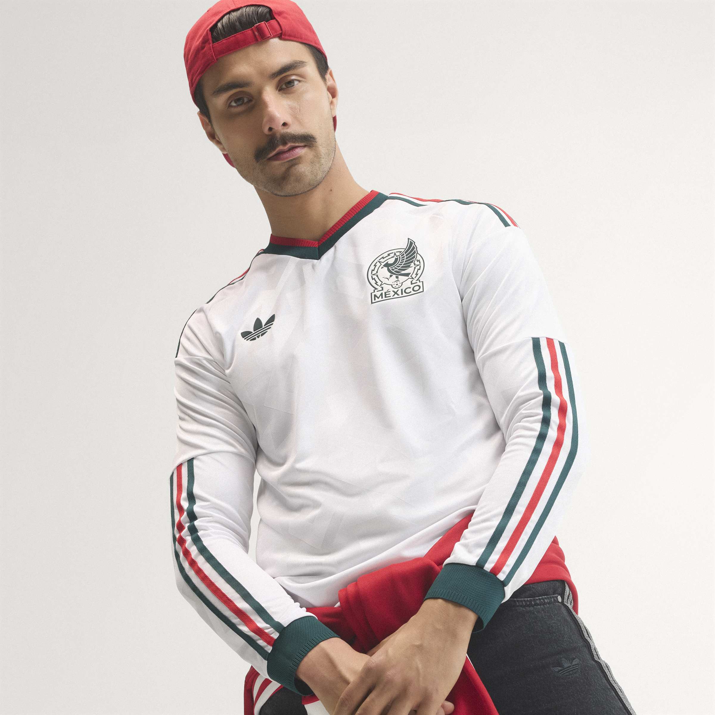 adidas Mexico Away Authentic Long Sleeve Mens Soccer Jersey 2026 White