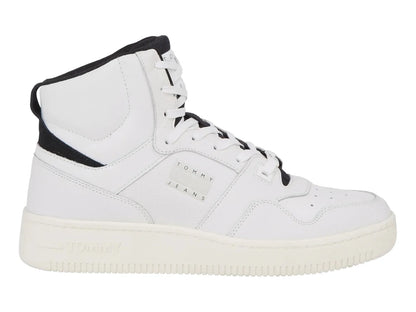 Tenis Tommy Hilfiger Basket Mid Leather Blanco para Hombre