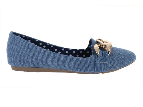 Zapatos Planos Mutante Mezclilla Azul para Mujer