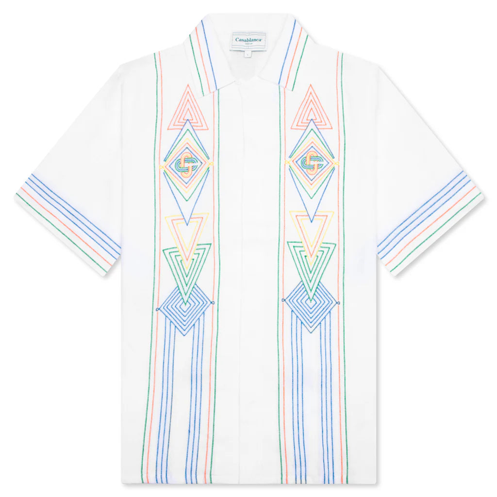 Chainstitch Embroidered Graphic Linen Shirt Le Fil De La Musique