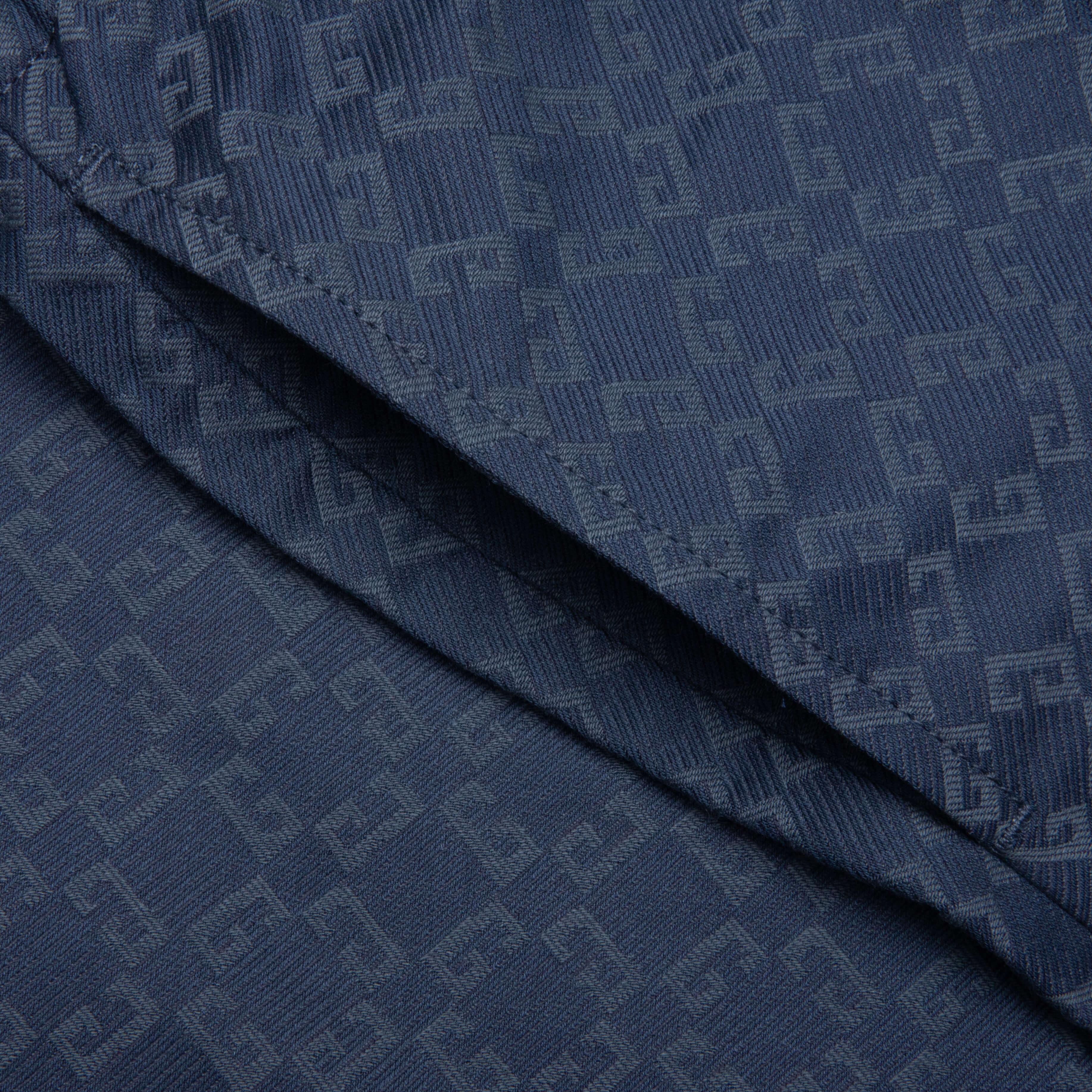 Shiny Monogram 72 Denim Bermuda Shorts Grey Blue