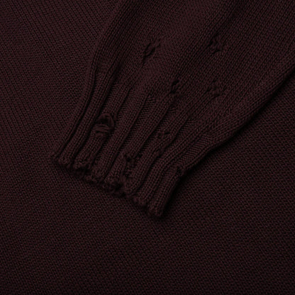 Round Neck Distressed Sweater Dark Raisin