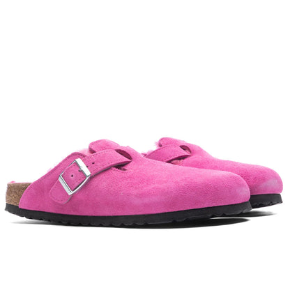 Womens Narrow Boston Shearling Suede Fuchsia Tulip