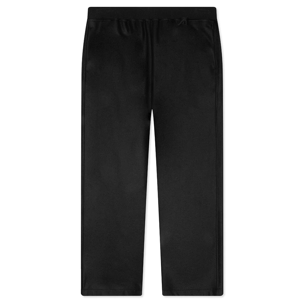 Melton Wool Trousers with Drawstring at Hems Black