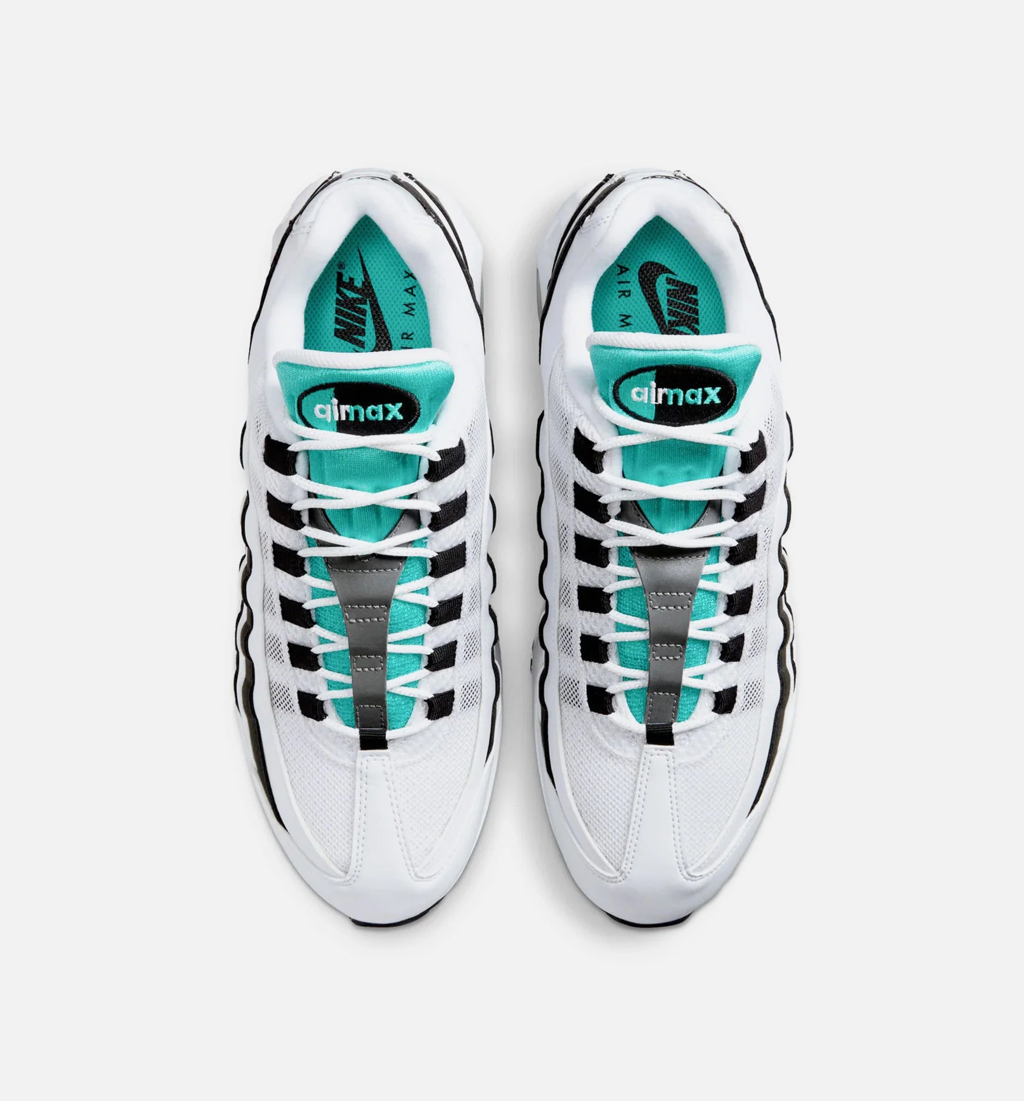 Air Max 95 OG Big Bubble Black Border Mens Lifestyle Shoe White Hyper Jade Black Metallic Silver