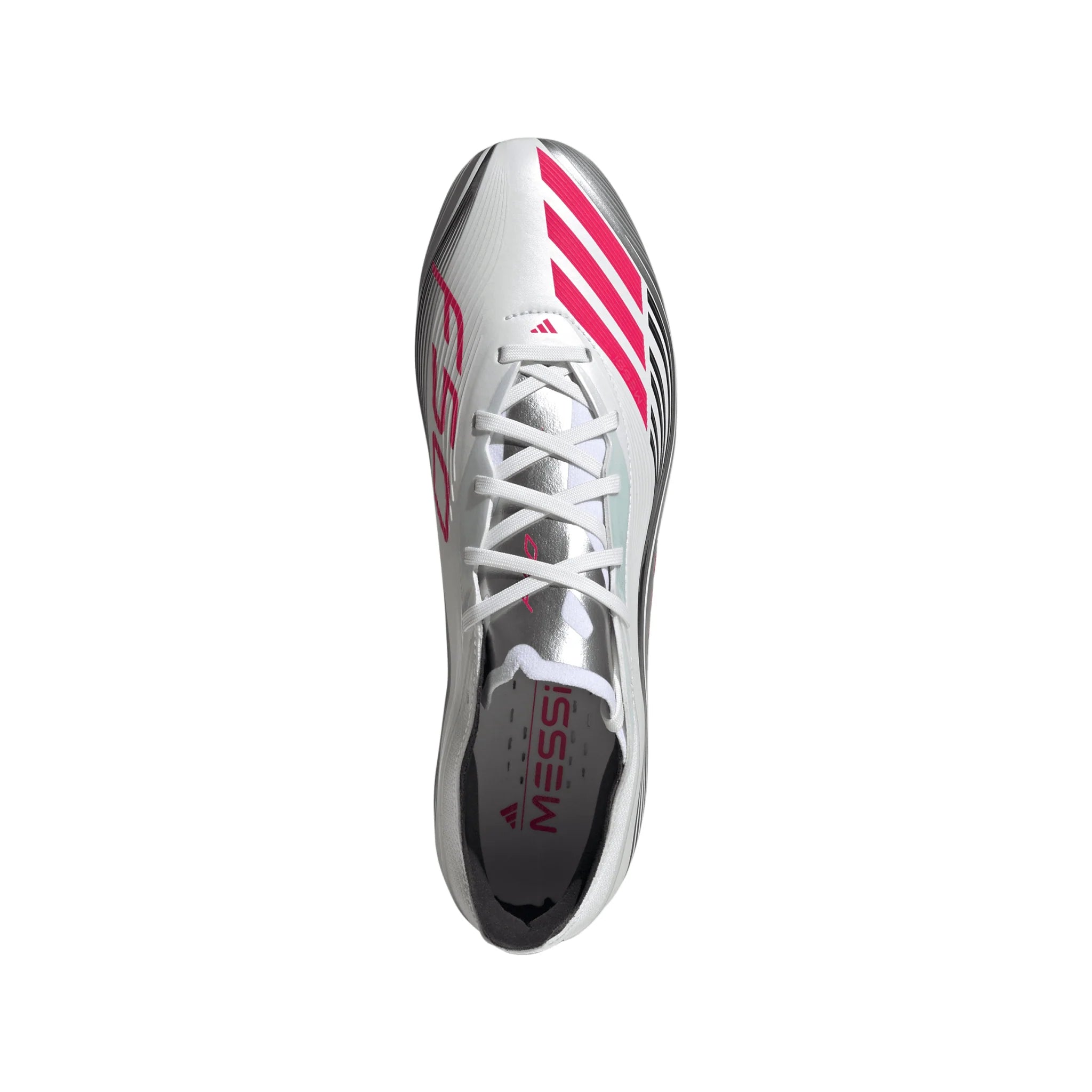 adidas F50 Messi Pro Firm Ground Soccer Cleats White Red Silver