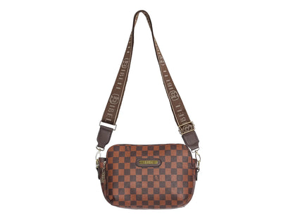 Bolso de Hombro IBELL Cuadros Color Chocolate para Mujer