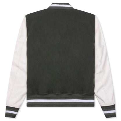 Varsity Wool Grained Leather Greyish Green
