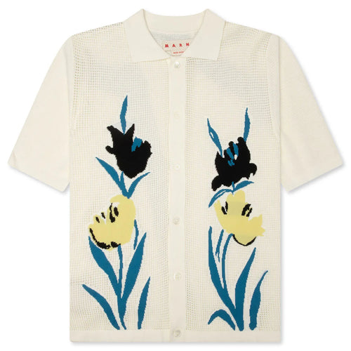 Flower Mesh Cardigan Alabaster