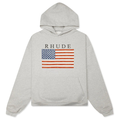 USA Flag Hoodie Heather Grey Black