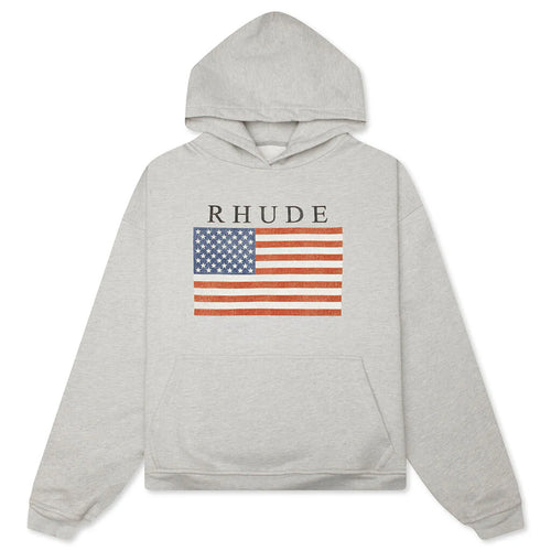 USA Flag Hoodie Heather Grey Black