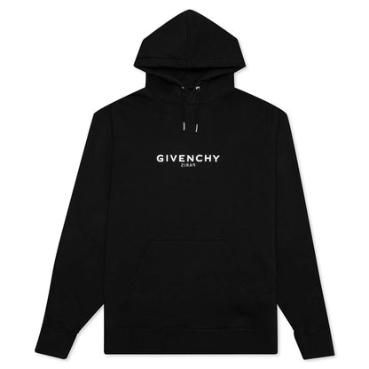 Classic Fit Hoodie w Reverse Print Black