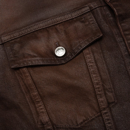 Waxed Denim Trucker Jacket Brown Wash